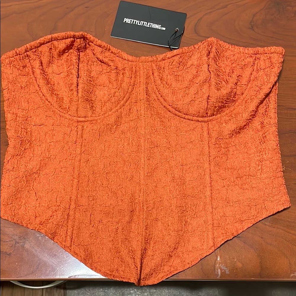 PrettyLittleThing Rust Textured Corset US Size 8 NWT